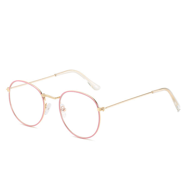 Metal Frame Glasses For Women Vintage Anti Blue Blocking Optical Eyeglasses Metal Plain Spectacle Oculos Luxury Gafas Lunette
