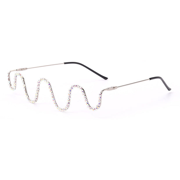 Handmade diamond half-rim glasses