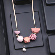 Large Wooden Beads Geometric Pendant Colorful Necklaces