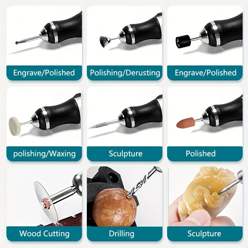 JANGKLIFE USB Cordless Rotary Tool Kit Woodworking Engraving Pen DIY For Jewelry Metal Glass Mini Wireless Drill