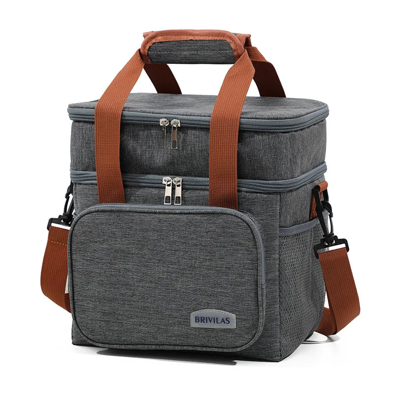 1PC Double Layer Lunch Bag Large Capacity Thermal Insulation Lunch Bags Leakproof Cooler Tote For Men Women Work Picnic School
