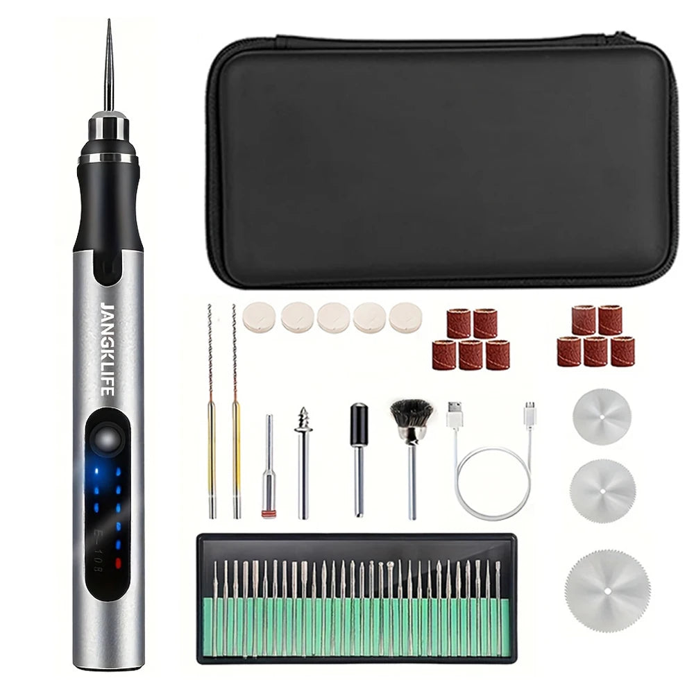JANGKLIFE USB Cordless Rotary Tool Kit Woodworking Engraving Pen DIY For Jewelry Metal Glass Mini Wireless Drill