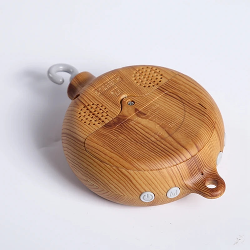 Crib Bell Rotary Music Box with Songs Motor Accessory Pendant Toy 0 12 Months Baby Bed Hanging Bell Toy Nursery Plays Wood Grain