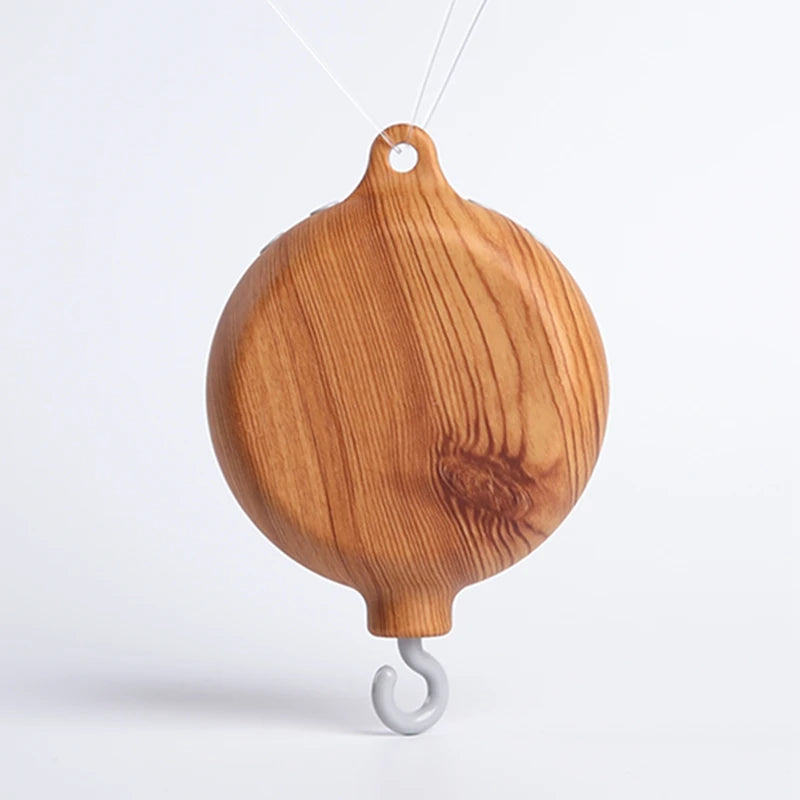 Crib Bell Rotary Music Box with Songs Motor Accessory Pendant Toy 0 12 Months Baby Bed Hanging Bell Toy Nursery Plays Wood Grain